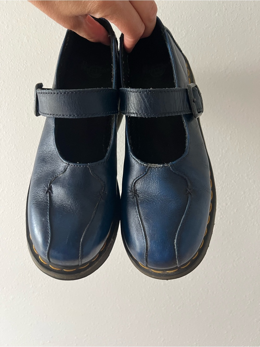 DR. MARTENS | Rare Vintage Blue Leather Lug Sole Marijane Platform Shoes | 8 - Picture 2 of 8
